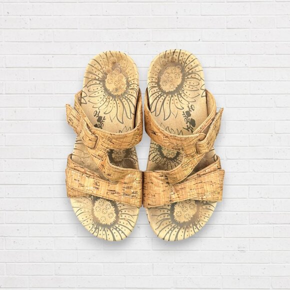 VIONIC Amber Tan Gold Cork Slingback Adjustable Strappy Sandals 7 WIDE - Picture 6 of 9